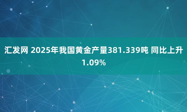汇发网 2025年我国黄金产量381.339吨 同比上升1.09%